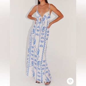 Blue and White Floral Maxi Dress
